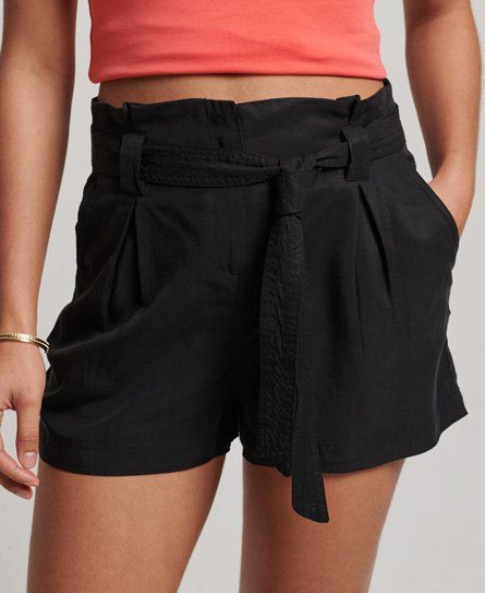 Women's Paperbag Shorts Black - Size: 8