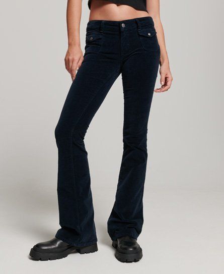 Women's Low Rise Velvet Flare Jeans Navy / Nautical Navy - Size: 32/30