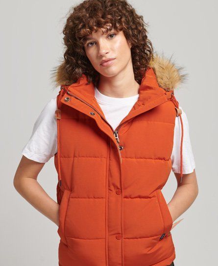 Women's Everest Faux Fur Gilet Orange / Pureed Pumpkin - Size: 10