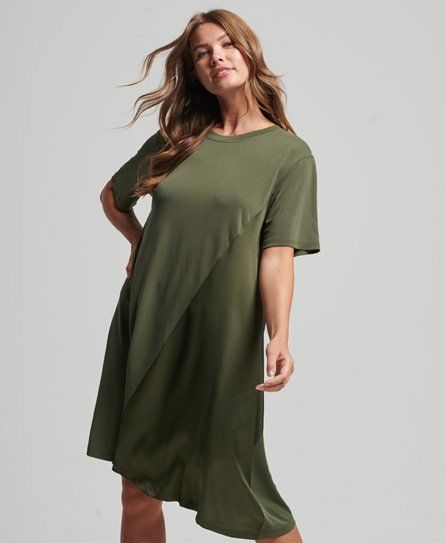 Women's Fabric Mix Dress Green / Ivy Green - Size: 8
