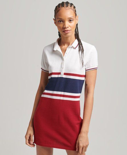 Women's Stripe Polo Mini Dress Red / Red Block - Size: 8