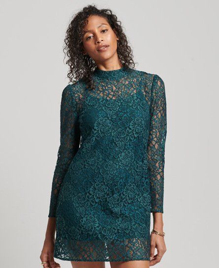Women's Studios Lace Mini Dress Green / Pine - Size: 12