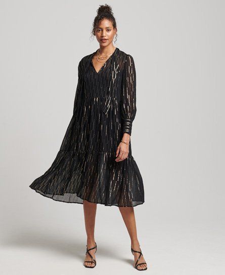 Women's Studios Tiered Midi Dress Black - Size: 8