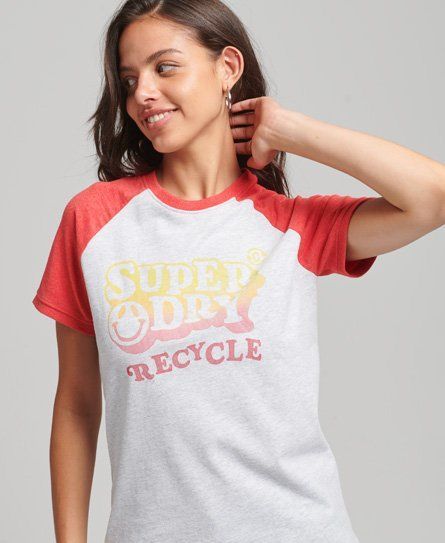 Women's Recycled Raglan T-Shirt Grey / Flake Marl/Rosso Marl - Size: 12