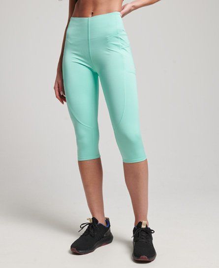 Women's Sport Run Cropped Tight Leggings Turquoise / Ice Mint - Size: 10