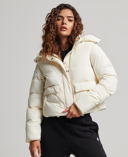 Women's Sport Train Boxy Puffer Jacket Cream / Riff White - Size: 12