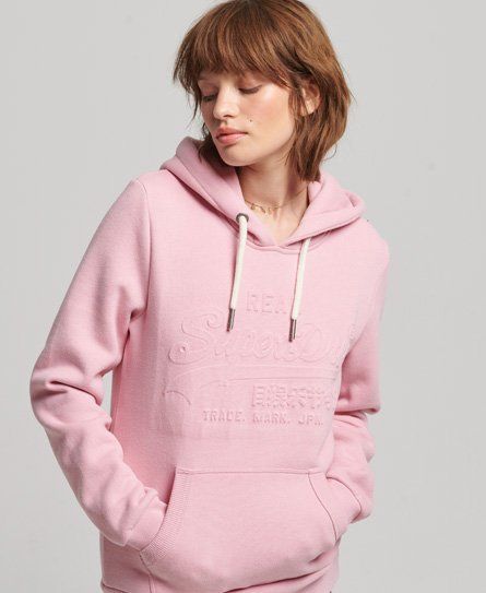 Women's Embossed Graphic Logo Hoodie Pink / Cameo Pink - Size: 10