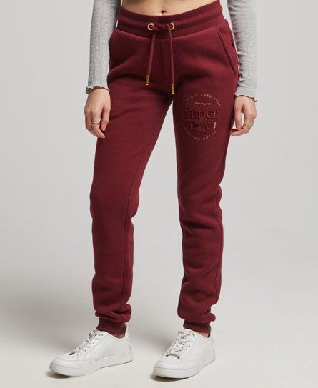 Women's Luxe Embroidered Logo Joggers Red / Deep Port - Size: 10