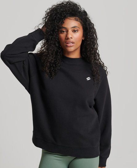 Women's Sport Organic Cotton Core Crew Sweatshirt Black - Size: 14