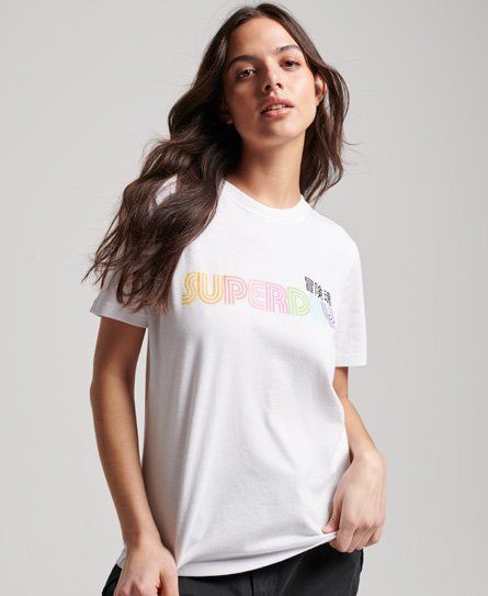 Women's Vintage Retro Rainbow T-Shirt White / Optic - Size: 8