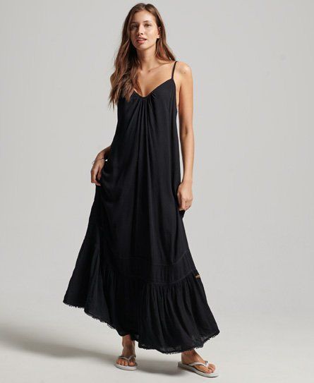 Women's Long Cami Dress Black / Jet Black - Size: 14