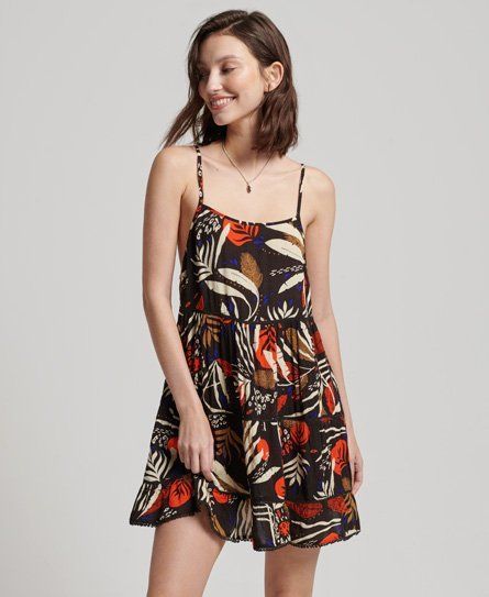 Women's Mini Beach Cami Dress Brown / I See You Print - Size: 8