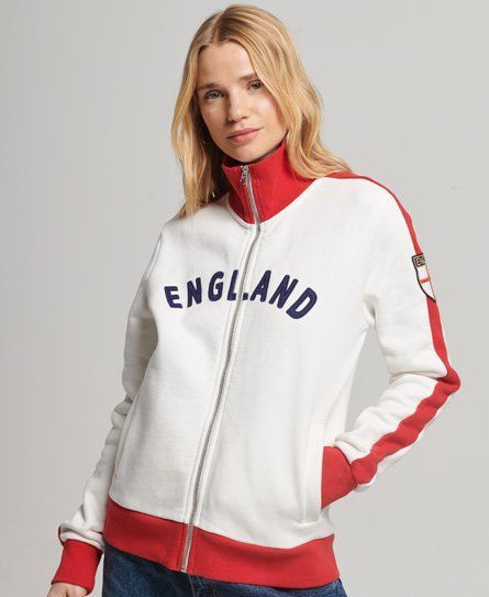 Women's Ringspun Football England Track Top White / Winter White - Size: 14