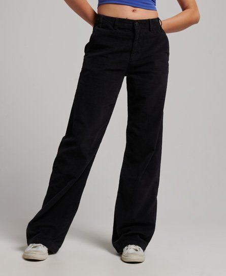 Women's Mid Rise Straight Flare Jeans Black / Black Cord - Size: 26/28