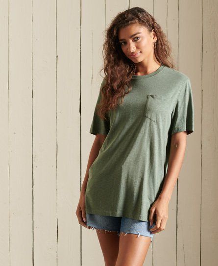 Women's Organic Cotton Studios Boyfriend Pocket T-Shirt Green / Laurel Khaki - Size: S