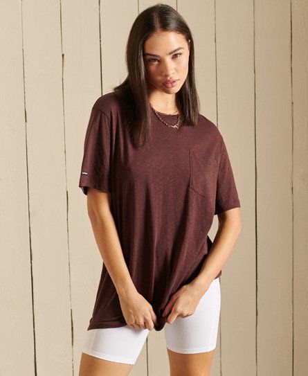 Women's Organic Cotton Studios Boyfriend Pocket T-Shirt Red / Deep Burgundy - Size: M