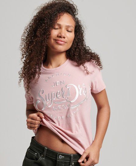 Women's Premium Script Embroidered T-Shirt Pink / Soft Pink - Size: 10