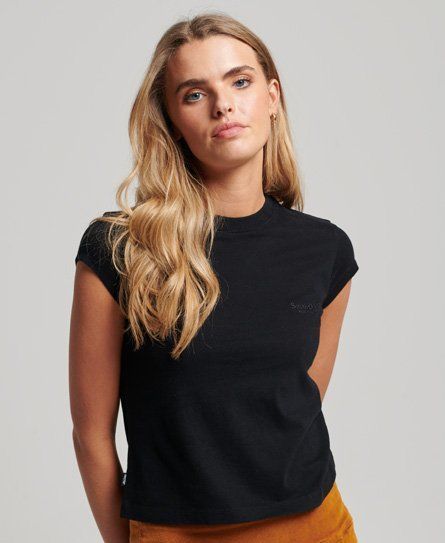 Women's Vintage Logo Cap Sleeve T-Shirt Black - Size: 14