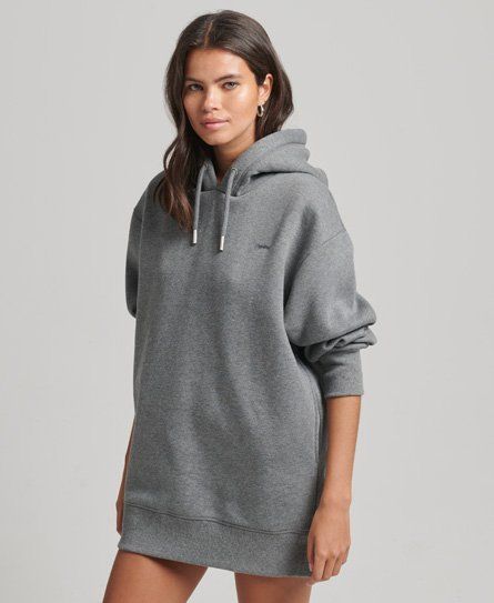 Women's Organic Cotton Embroidered Logo Sweat Dress Grey / Rich Charcoal Marl - Size: M/L