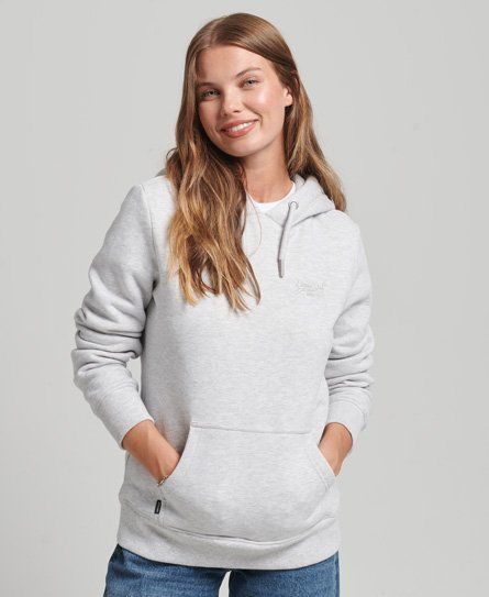Women's Organic Cotton Essential Logo Hoodie Light Grey / Glacier Grey Marl - Size: 14