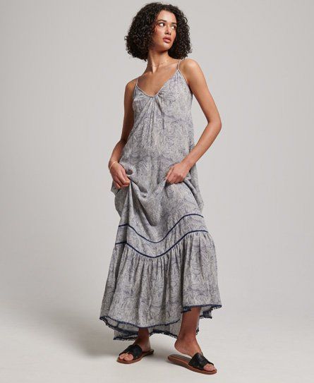 Women's Long Cami Dress Navy / Maze Print Navy - Size: 16