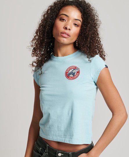 Women's Vintage Roll With It T-Shirt Light Blue / Sky Blue - Size: 14