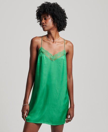 Women's Satin Cami Mini Dress Green / Kelly Green - Size: 8