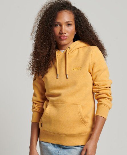 Women's Vintage Logo Embroidered Hoodie Yellow / Ochre Marl - Size: 12
