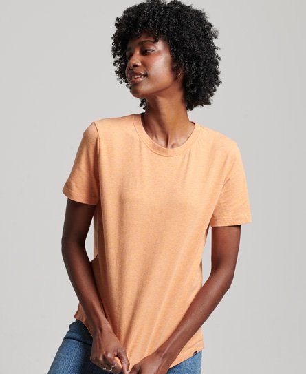 Women's Organic Cotton Vintage Logo T-Shirt Orange / Utah Peach Marl - Size: 10