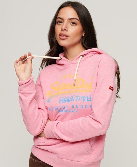 Women's Vintage Logo Premium Faded Hoodie Pink / Candy Pink Marl - Size: 8