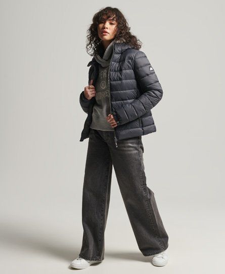 Women's Classic Fuji Puffer Jacket Grey / Charcoal - Size: 12