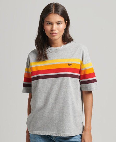 Women's Organic Cotton Cali Stripe 2.0 T-shirt Light Grey / Light Grey Marl - Size: 14