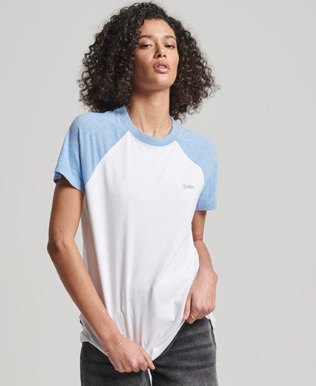 Women's Organic Cotton Vintage Baseball T-Shirt Light Blue / Halifax Blue Grit/Optic - Size: 10