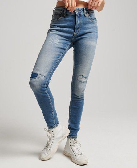 Women's Women's Cotton Vintage Mid Rise Skinny Jeans Dark Blue / Prince Mid Blue Organic - Size: 26/30