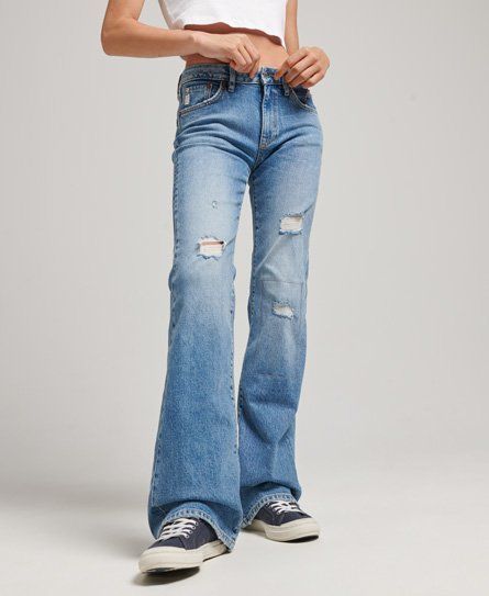 Women's Women's Cotton Mid Rise Slim Flare Jeans Blue / Bleeker Vintage Custom Organic - Size: 32/30