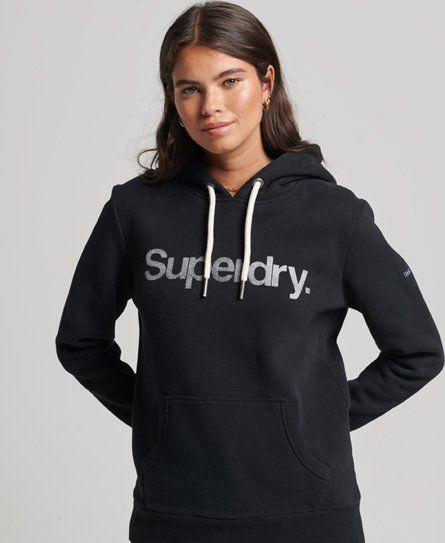 Women's Organic Cotton Core Logo Hoodie Black - Size: 10