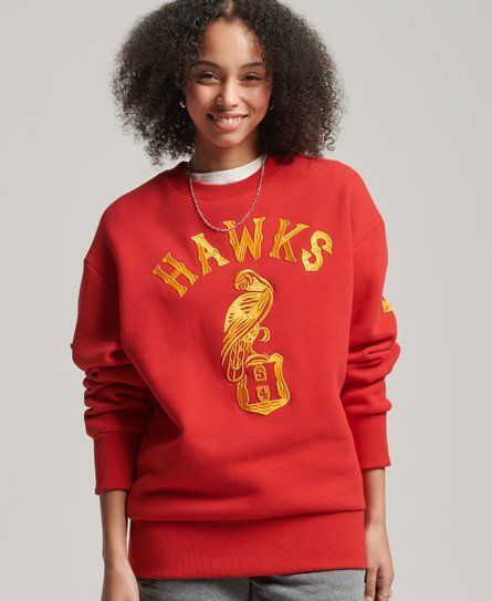 Women's Vintage Collegiate Crew Sweatshirt Red / Rebel Red - Size: XS/S