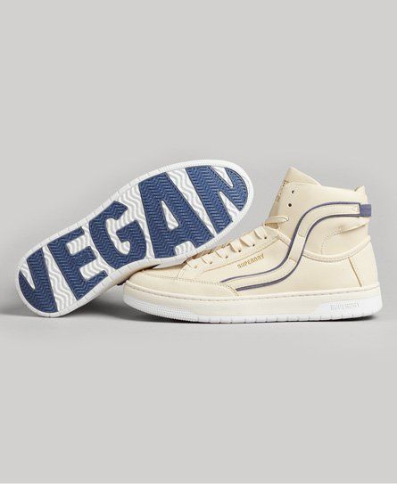 Women's Vintage Vegan Basket High Top Trainers Nude / Oatmeal/Soft Navy - Size: 4