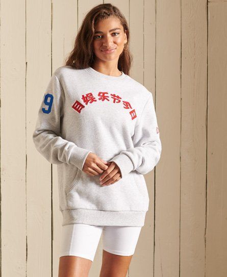 Women's Oversized Vintage Logo Source Crew Sweatshirt Light Grey / Glacier Grey Marl - Size: L