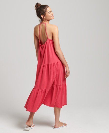 Women's Vintage Jersey Midi Dress Pink / Raspberry Pink - Size: 12