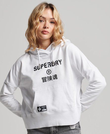 Women's Independent Logo Foil Crop Hoodie White / Optic - Size: 16
