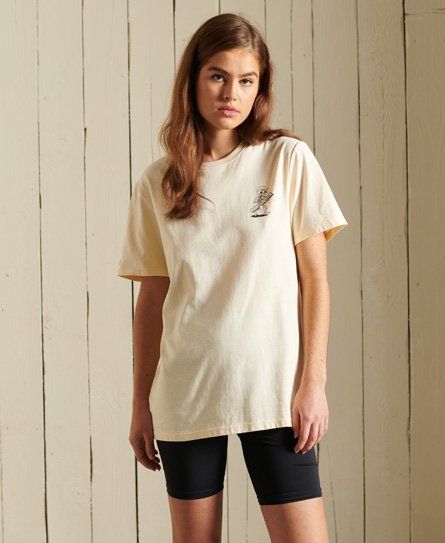 Women's Loose Fit American Classic T-Shirt Cream / Oatmeal - Size: L