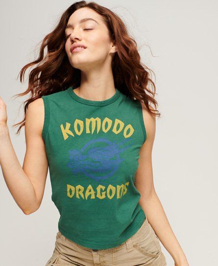 Women's x Komodo Classic Dragon Vest Top Green / Pine Green - Size: 10
