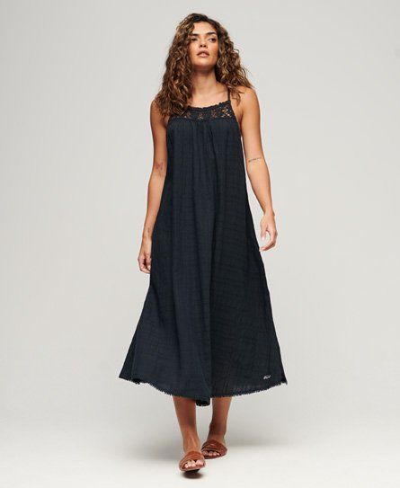 Women's Vintage Long Halter Cami Dress Navy / Eclipse Navy - Size: 10
