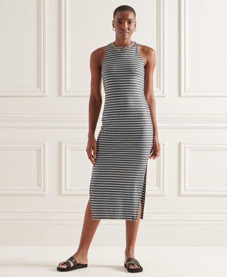 Women's Tencel Strap Back Midi Dress Navy / Eclipse Navy Stripe - Size: 16