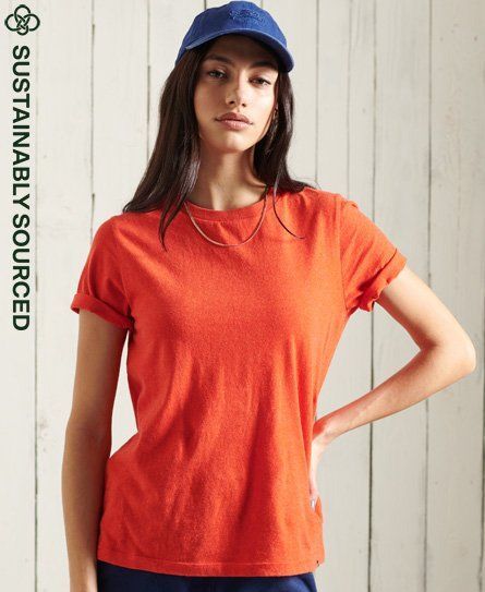 Women's Organic Cotton Essential T-Shirt Orange / Bright Orange Marl - Size: 14