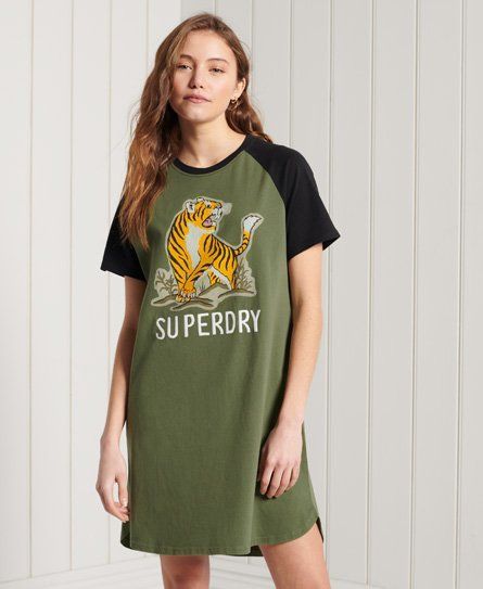Women's Boho T-shirt Dress Green / Four Leaf Clover - Size: 8