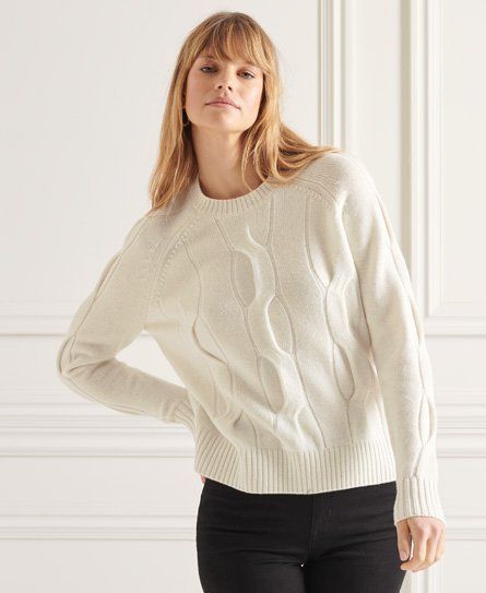 Women's Studios Cable Knit Jumper White / Off White - Size: 16