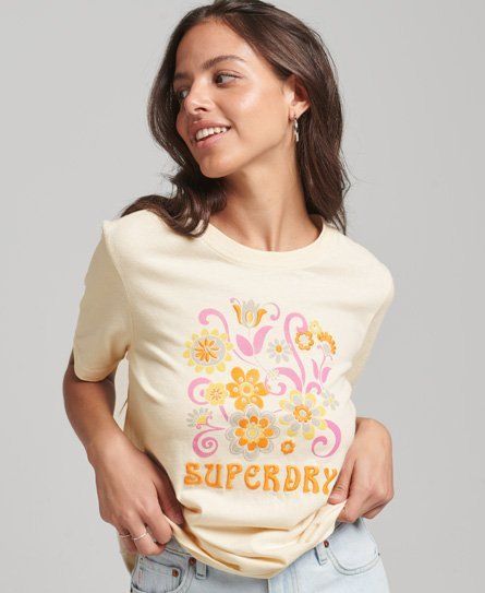 Women's Brand Mark Floral T-Shirt Cream / Oatmeal - Size: 16
