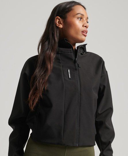 Women's Tech Crop Softshell Jacket Black - Size: 12